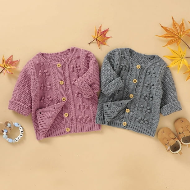 Toddler Baby Girls Kids Button Knitted Sweater Cardigan Coat Children Autumn Winter Outfit Warm Tops Clothes 2-8Y 